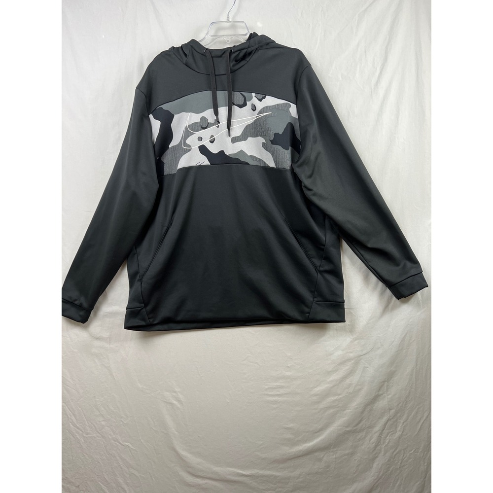 Nike Hoodie Men XXL Black Dri-FIT Camo Graphic Pullover Activewear Athleisure